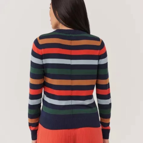 NWT Pact 100% Organic Cotton Classic Fine Knit Crew Neck Stripe Pullover Sweater - Picture 8 of 11